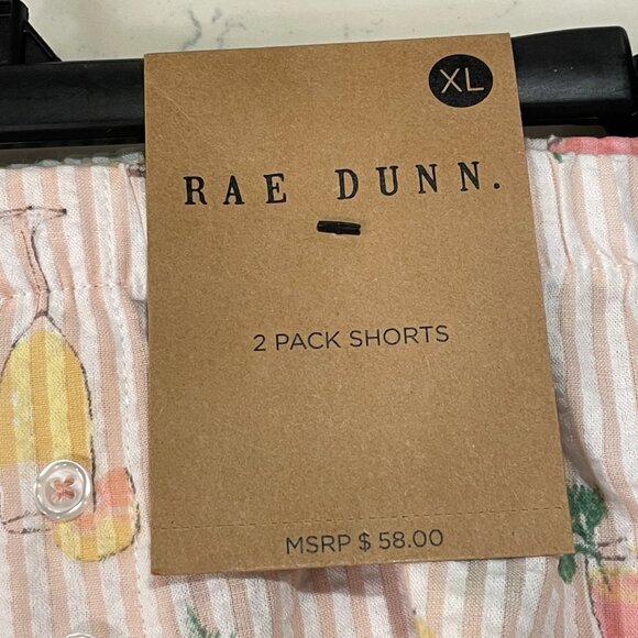 RAE DUNN (NWT) "Cheers" Set of 2 Woven Boxer Sleep Shorts, Pink/Sage - XL - Picture 8 of 12